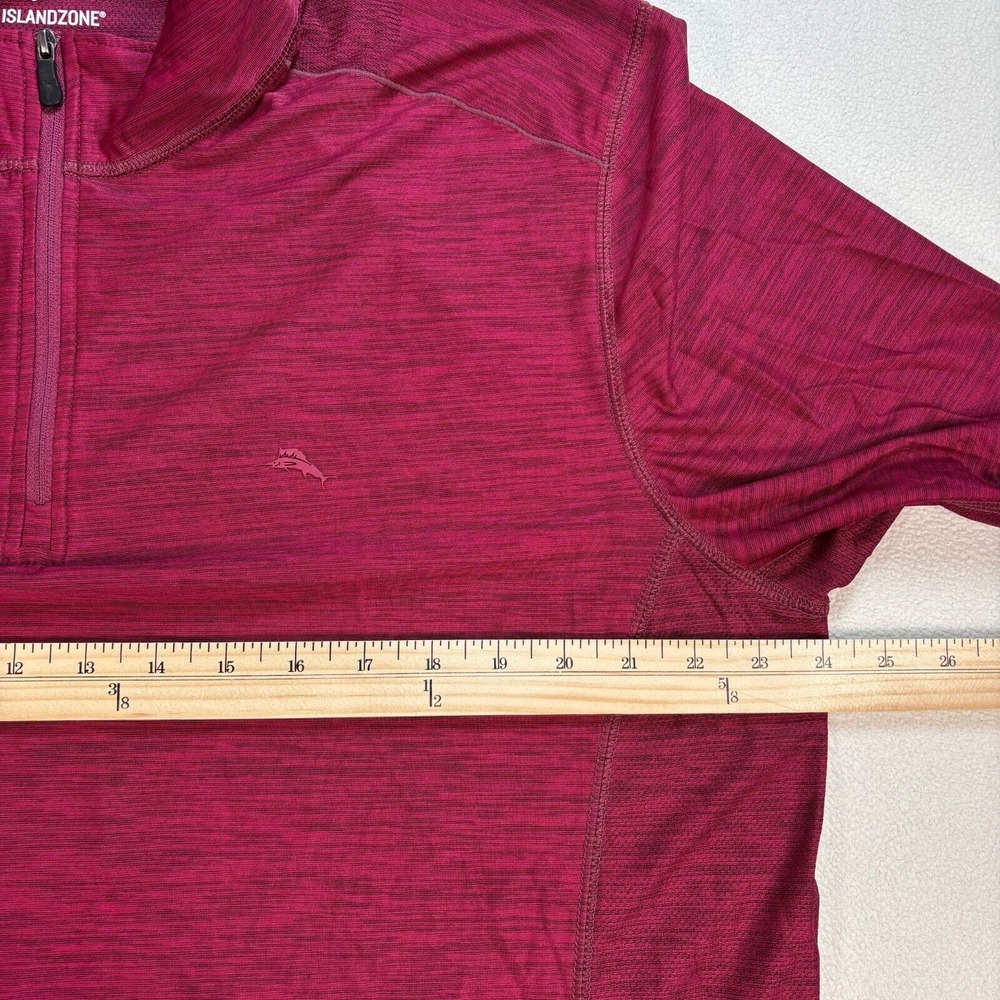 Tommy Bahama Island Zone 1/4 Zip Mens XL Burgundy Red Perforated Lightweigh Logo - Picture 12 of 16